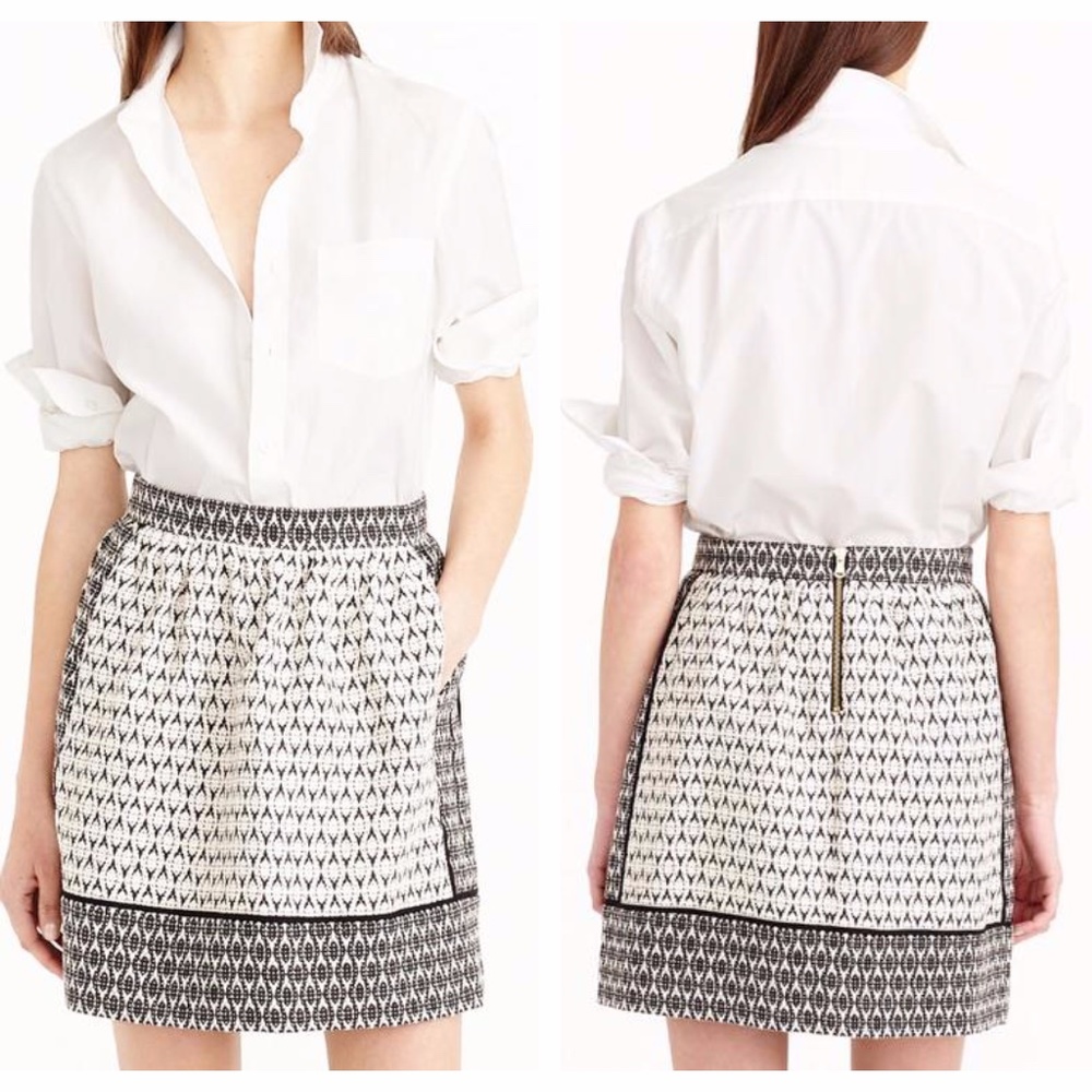 J. Crew Multi Textured Geometric Print Skirt